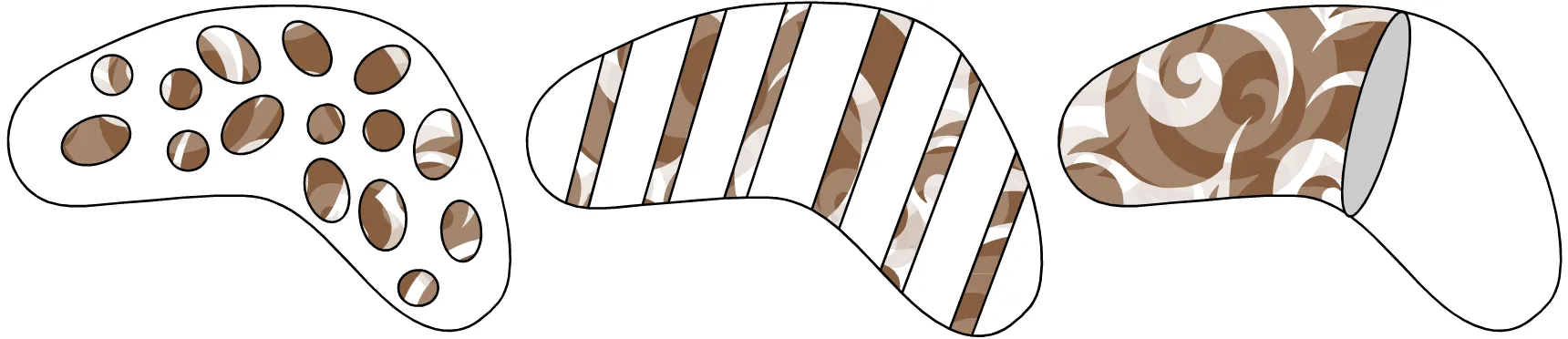 Three equivalent distributions of phase in the lack of surface energy case.